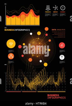 Un ensemble d'affaires détaillé des graphiques et des rapports statistiques infographique. Vector illustration. Illustration de Vecteur