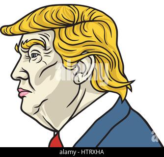 Donald Trump, le 45e président des États-Unis d'Amérique Illustration de Vecteur