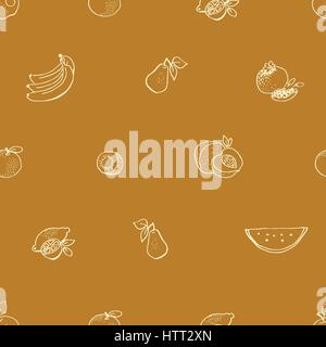 Modèle vectoriel continu avec des fruits à la main Illustration de Vecteur