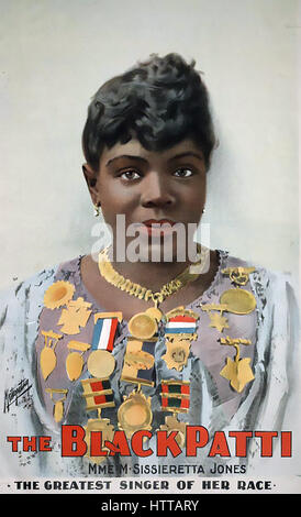 C SISSIERETTA JONES (1868-1933) Chanteuse soprano Afro sur une affiche de 1889 Banque D'Images