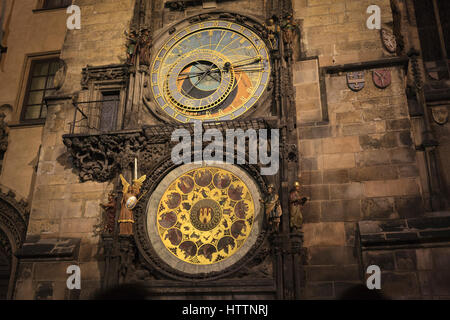 L'horloge astronomique de Prague, Prague ou Orloj. Prague. La Bohême. République tchèque. Banque D'Images
