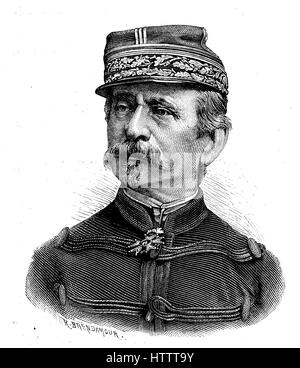 Des militaires à la guerre franco-prussienne de 1870 - 1871, Jean-Joseph Frederic Albert Farre, 15 mai 1816 - 24 mars 1887, était un général et homme d'État français, la reproduction d'une gravure sur bois à partir de 1882, l'amélioration numérique Banque D'Images