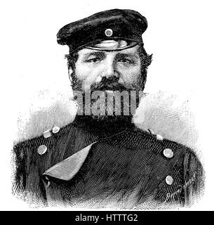 Des militaires à la guerre franco-prussienne de 1870 - 1871, le capitaine Stoephasius, Allemagne, reproduction d'une gravure sur bois à partir de 1882, l'amélioration numérique Banque D'Images