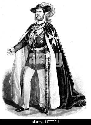 Le prince Frédéric Charles de Prusse ou Alexander Prinz Carl von Preußen, 29 juin 1801 - 21 janvier 1883, est le plus jeune fils de Frédéric-guillaume III de Prusse. Il a servi comme un général prussien d'une grande partie de sa vie adulte et est devenu le premier Herrenmeister (Grand maître) de l'Ordre de Saint John après sa restauration comme un ordre chevaleresque, reproduction d'une gravure sur bois à partir de 1882, l'amélioration numérique Banque D'Images