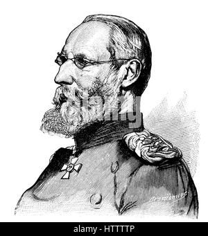 Les militaires de l'Allemagne à la guerre franco-prussienne de 1870 - 1871, Alwin Gustav Edmund de Coler, 15 mars 1831 - 26 août 1901, était un médecin allemand dans l'armée prussienne, reproduction d'une gravure sur bois à partir de 1882, l'amélioration numérique Banque D'Images