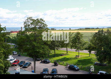 Une vue sur la campagne depuis la haute tour d'observation Halte de Saint-François-de-l'Île-d'Orléans Banque D'Images