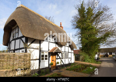 Thatched cottage anglais traditionnel dans le village d'Elmley Castle, Worcestershire England UK Banque D'Images