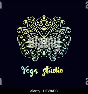 Modèle avec logo fleur de lotus. Illustration de Vecteur