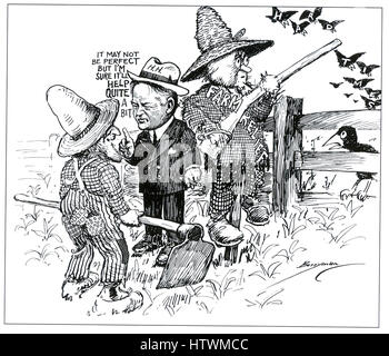 HERBERT HOOVER (1874-1964) Le président américain est parodié dans ce dessin animé 1929 pour avoir omis de fournir un soutien suffisant pour la renommée Banque D'Images