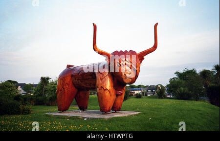 Highland cattle Statue - Stornoway, Outer Hebrides Banque D'Images