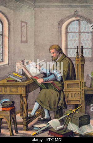 Martin Luther, la traduction de la sainte bible au château de Wartburg, Allemagne, 1521-22 Banque D'Images
