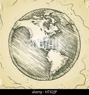 Schéma d'encombrement du globe. Doodle vecteur croquis. Illustration de Vecteur