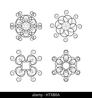 Un ensemble de quatre ornements circulaire isolé sur fond blanc, vector illustration. Illustration de Vecteur