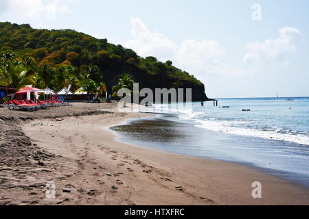 Martinique, Martinique, Le Carbet, plage de la ville et port de pêche, la côte est près de St Pierre, Banque D'Images