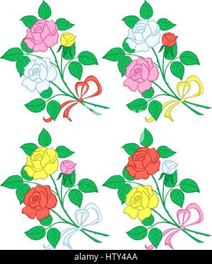 Fleurs rose, set Illustration de Vecteur