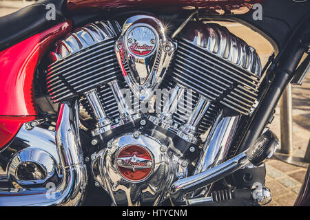 LES SABLES D'OLONNE/FRANCE - 19 février : Indian Motorcycle bloc moteur sur le remblai des Sables d'Olonne. Banque D'Images