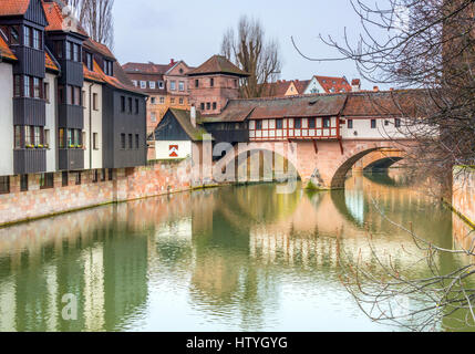 L'architecture médiévale dans les rues de Nuremberg, Bavière, Allemagne Banque D'Images