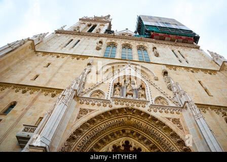 Détail de la cathédrale de l'assomption à Zagreb, Croatie Banque D'Images