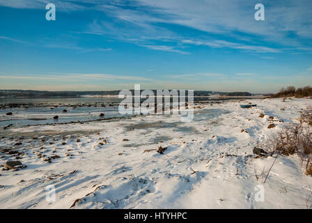 Fjord gelé en hiver, la Norvège scandinaves Banque D'Images