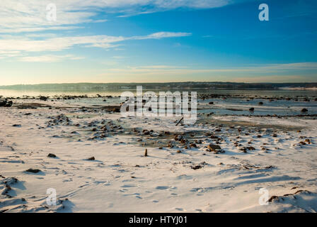 Fjord gelé en hiver, la Norvège scandinaves Banque D'Images