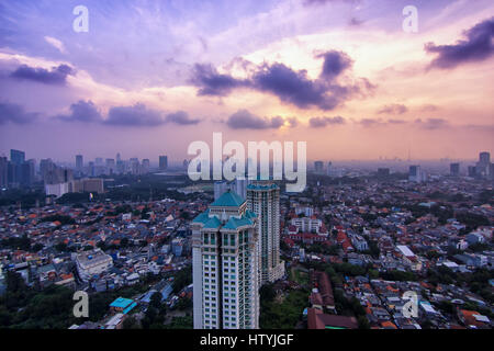 Paysage urbain aérien, Jakarta, Indonésie Banque D'Images