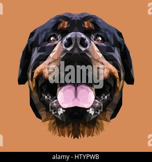 Rottweiler faible animal conception poly. Illustration vecteur de triangle. Illustration de Vecteur