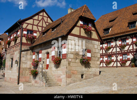 Maisons dans le château impérial de Nuremberg en Allemagne Banque D'Images