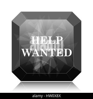 Help Wanted, icône bouton site web noir sur fond blanc. Banque D'Images