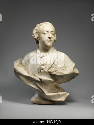 Buste en marbre blanc de Louis XV (1710-1774) Roi de France par Jean-Baptiste Lemoyne la jeune Banque D'Images