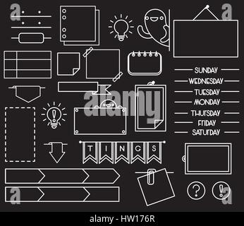 Des icônes pour bullet journal. Jours de la semaine, des autocollants, des rappels. Clipart vecteur Illustration de Vecteur