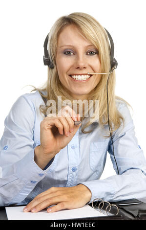 Femme avec casque, Casque Frau mit Banque D'Images