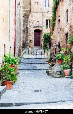 Les rues de la vieille ville italienne de Bagnoregio, lazio, Italie Banque D'Images