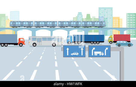 Rue urbain avec la circulation routière Banque D'Images