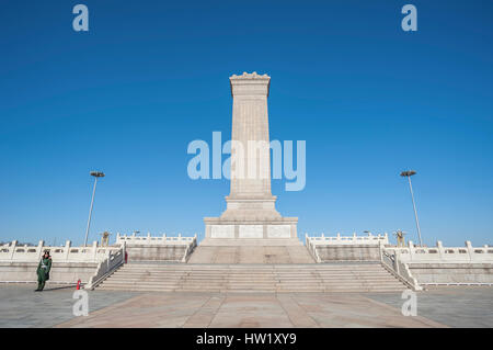 Monument aux héros du peuple sur la place Tienanmen, à Beijing Banque D'Images