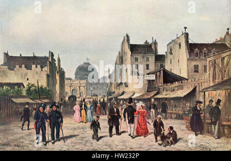 La rue du Carrousel, Paris, France au xixe siècle. Après la peinture de J. Canella. Banque D'Images