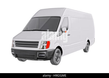 Van Commercial blanc isolated on White 3d illustration Banque D'Images