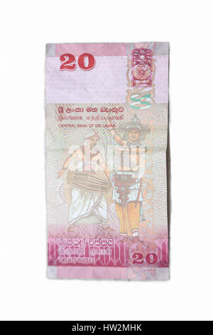 Roupie de Sri Lanka - billets de vingt roupies sri-lankais montrant les danseurs au verso de la note Banque D'Images