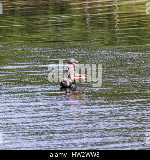 Pêcheur dans le parc national du fjord du Saguenay, QC, Canada Banque D'Images