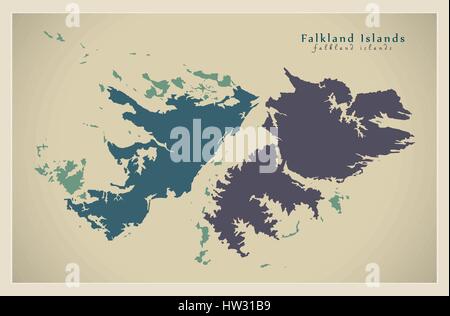 Carte moderne - Falkland Islands avec FK territoire détaillé Illustration de Vecteur