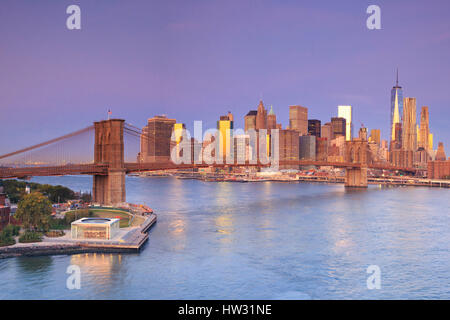 USA, New York, New York, Manhattan et Brooklyn Bridge Banque D'Images