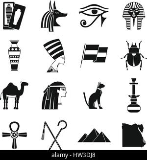 Articles de voyage Égypte icons set, le style simple Illustration de Vecteur