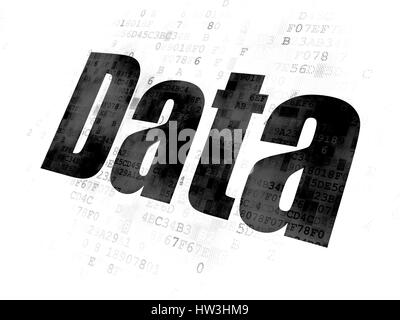 Concept d'information : des données de texte sur noir pixélisé Digital background Banque D'Images
