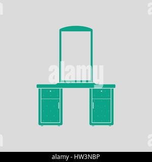 Commode avec miroir icône. Avec fond gris vert. Vector illustration. Illustration de Vecteur