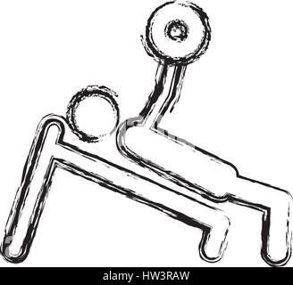 Croquis de l'homme avec monochrome haltérophilie formation Illustration de Vecteur