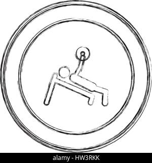 Croquis de monochrome homme avec châssis circulaire en haltérophilie formation Illustration de Vecteur