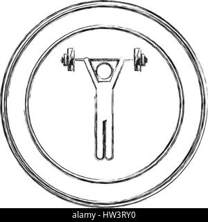 Croquis de l'homme noir en haltérophilie châssis circulaire Illustration de Vecteur