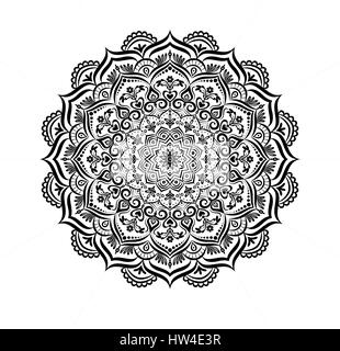 Belle déco Contour vectoriel Monochrome Mandala Illustration de Vecteur