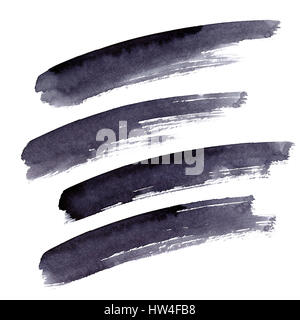 Ensemble de coups de pinceau noir isolé sur le fond blanc. Éléments pour votre conception Banque D'Images