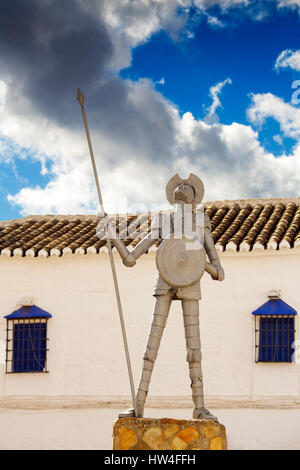 Sculpture de Don Quichotte. Venta del Quijote. Puerto Lapice, Ciudad Real province, Castilla La Mancha, Espagne Europe Banque D'Images