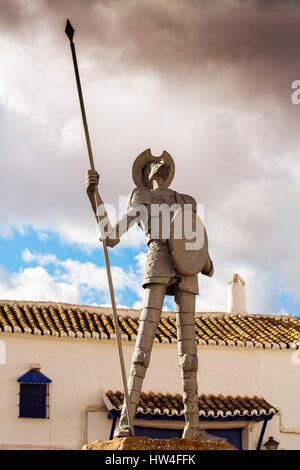 Sculpture de Don Quichotte. Venta del Quijote. Puerto Lapice, Ciudad Real province, Castilla La Mancha, Espagne Europe Banque D'Images